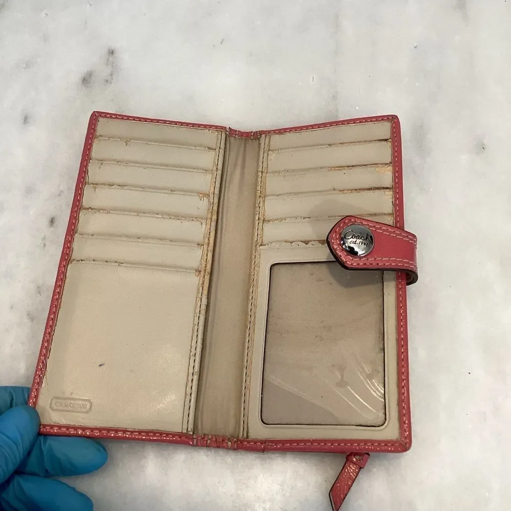 Coach Wallet Canvas Jacquard Signature Logo Slim Snap Wallet